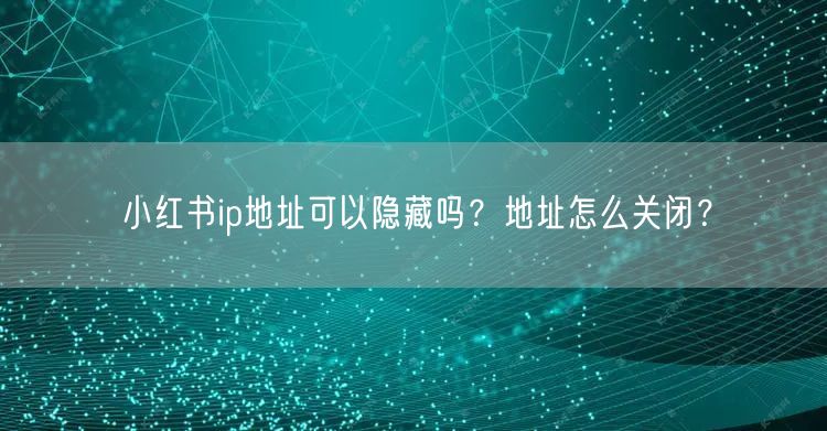 小红书ip地址可以隐藏吗?地址怎么关闭?