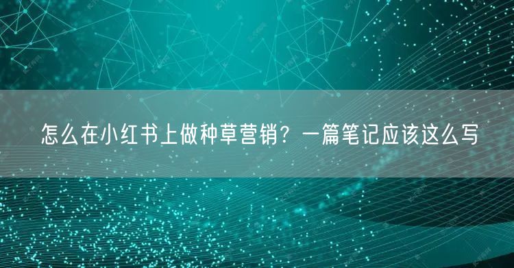 怎么在小红书上做种草营销?一篇笔记应该这么写